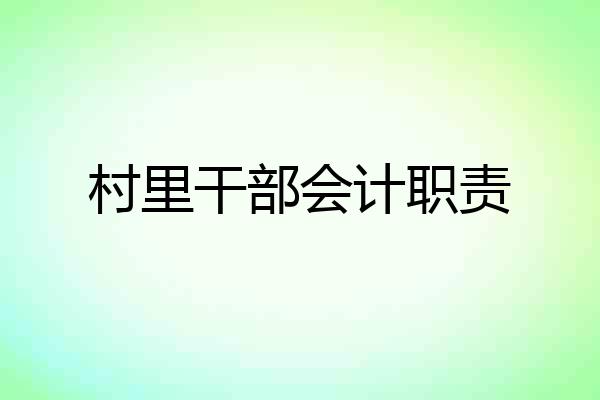 村里干部会计职责