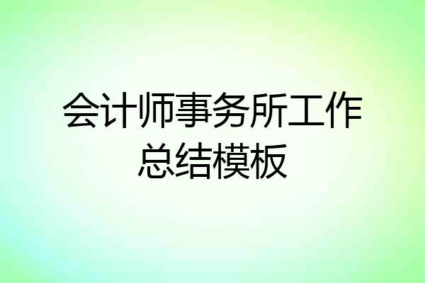 会计师事务所工作总结模板