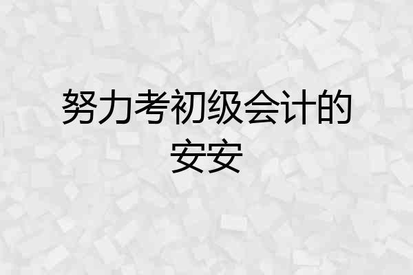努力考初级会计的安安