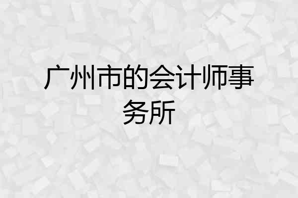 广州市的会计师事务所