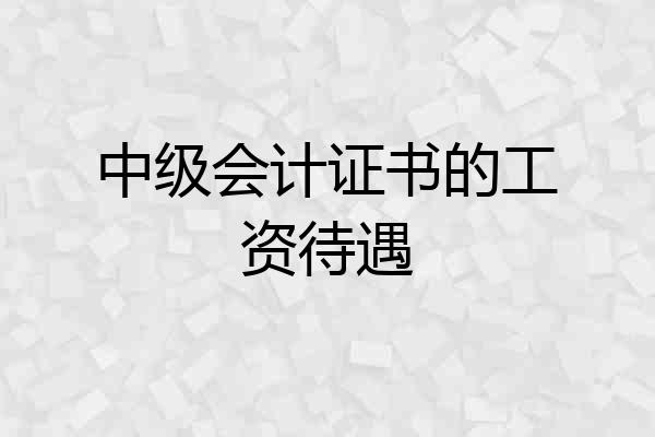 中级会计证书的工资待遇