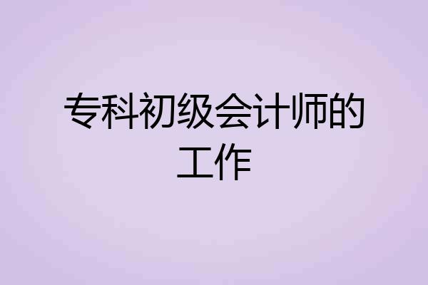 专科初级会计师的工作