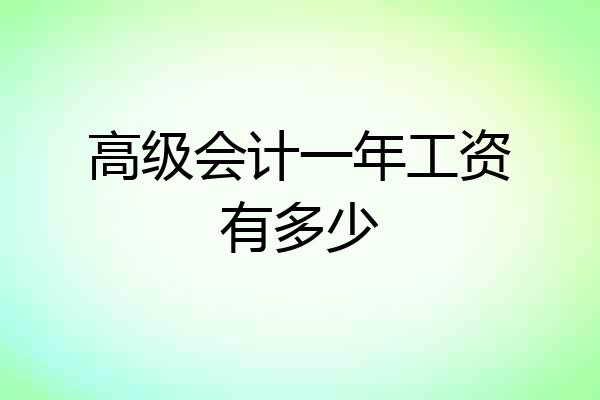 高级会计一年工资有多少