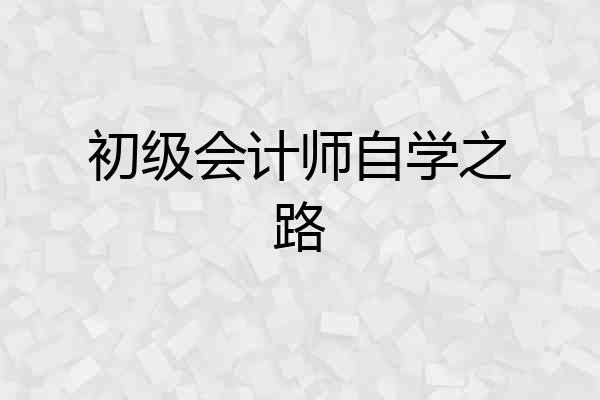初级会计师自学之路