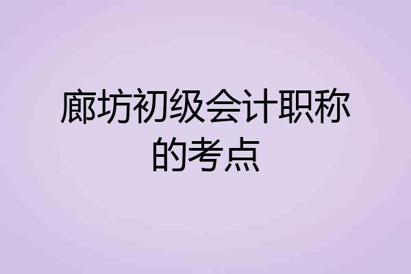 廊坊初级会计职称的考点