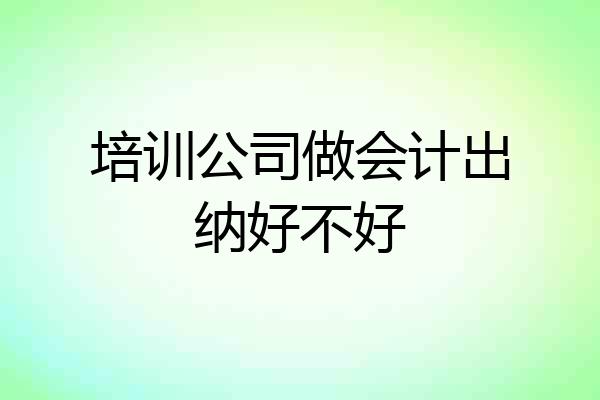 培训公司做会计出纳好不好
