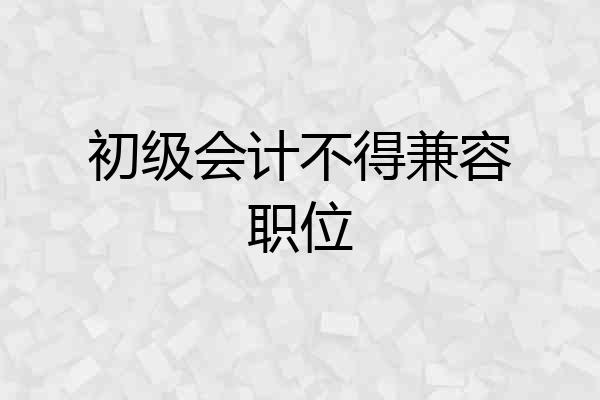 初级会计不得兼容职位
