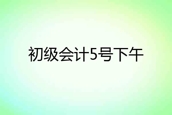 初级会计5号下午