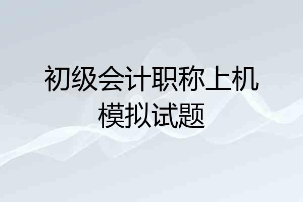 初级会计职称上机模拟试题