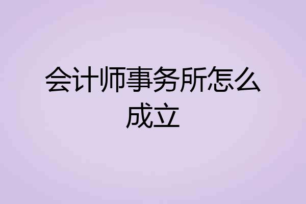 会计师事务所怎么成立