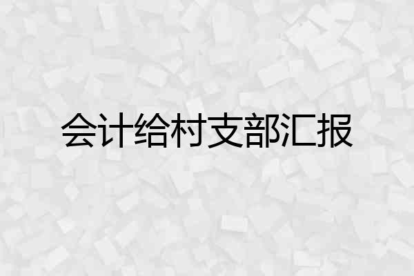 会计给村支部汇报