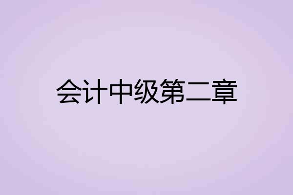 会计中级第二章