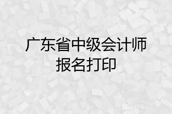 广东省中级会计师报名打印