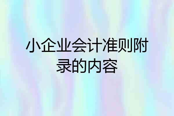小企业会计准则附录的内容