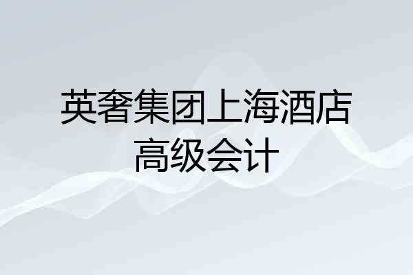 英奢集团上海酒店高级会计