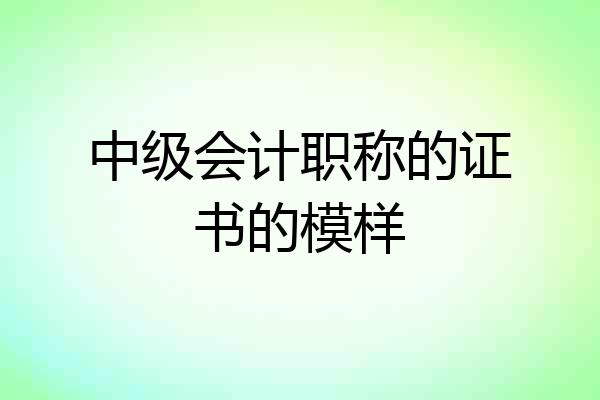 中级会计职称的证书的模样