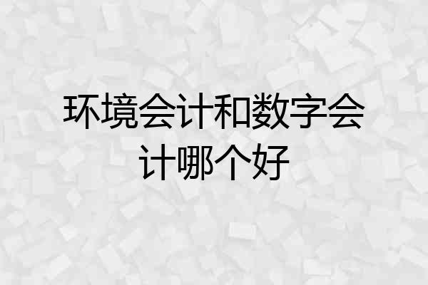 环境会计和数字会计哪个好