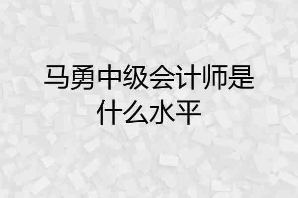 马勇中级会计师是什么水平