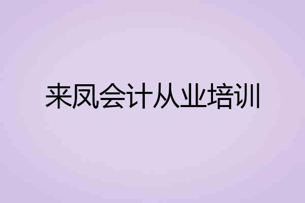 来凤会计从业培训