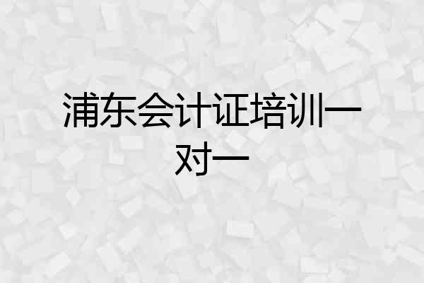 浦东会计证培训一对一