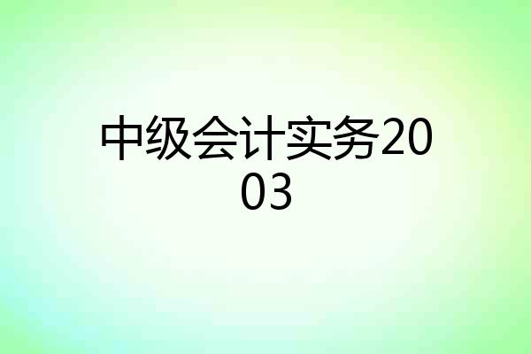 中级会计实务2003