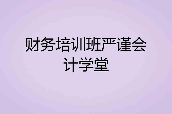 财务培训班严谨会计学堂