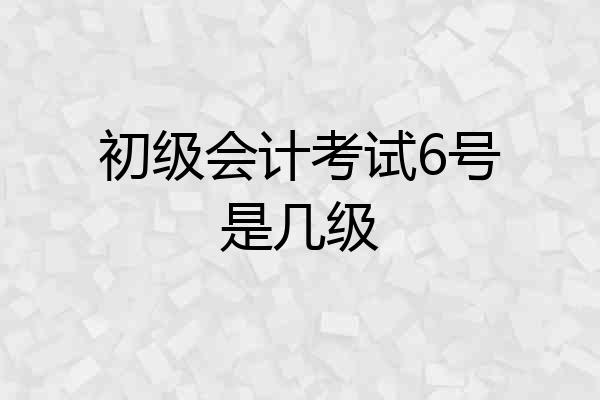 初级会计考试6号是几级