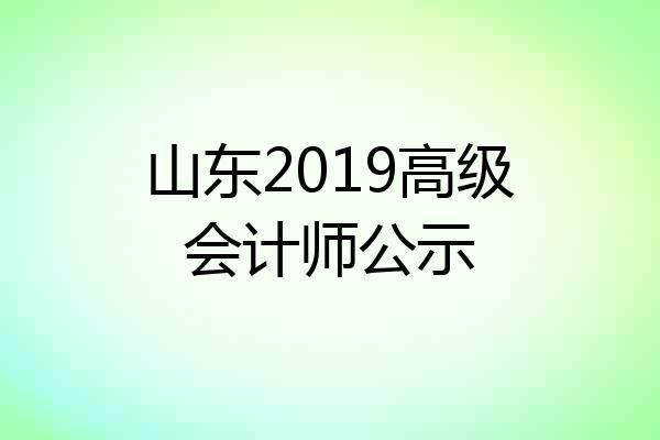 山东2019高级会计师公示
