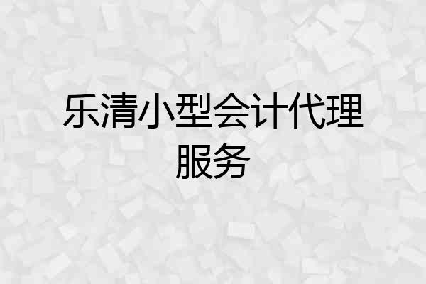 乐清小型会计代理服务