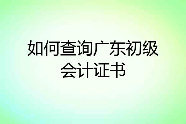 如何查询广东初级会计证书