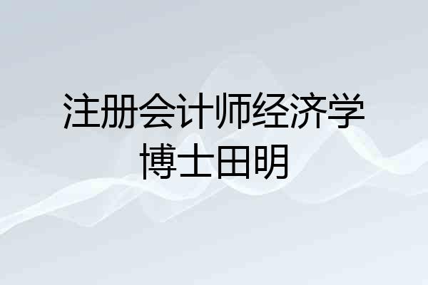 注册会计师经济学博士田明