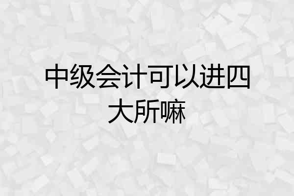 中级会计可以进四大所嘛