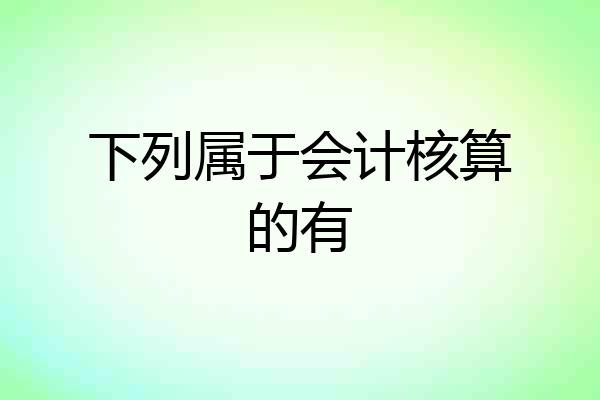 下列属于会计核算的有