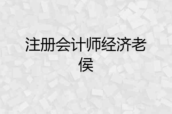 注册会计师经济老侯