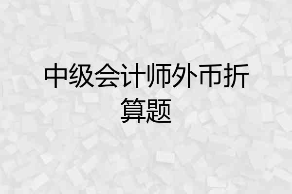 中级会计师外币折算题