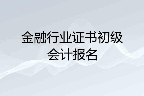 金融行业证书初级会计报名
