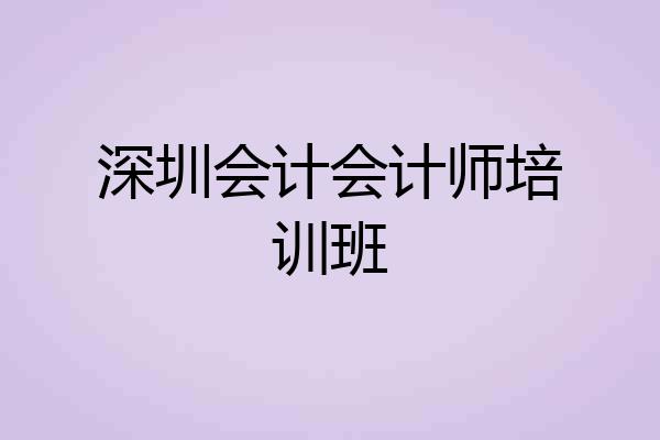 深圳会计会计师培训班