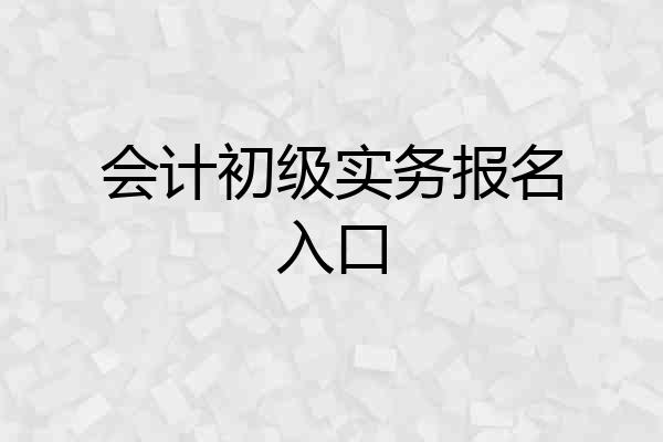 会计初级实务报名入口