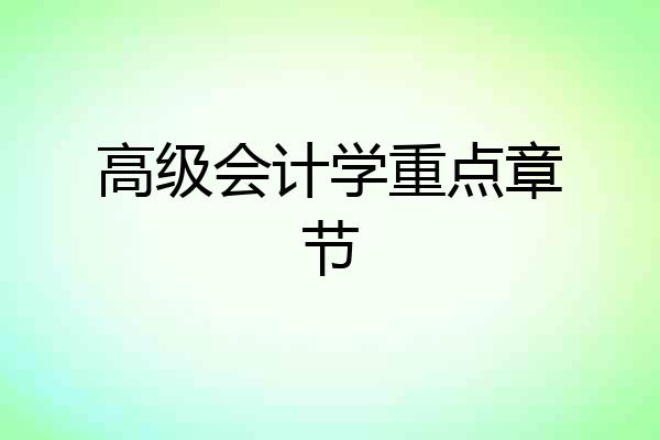 高级会计学重点章节