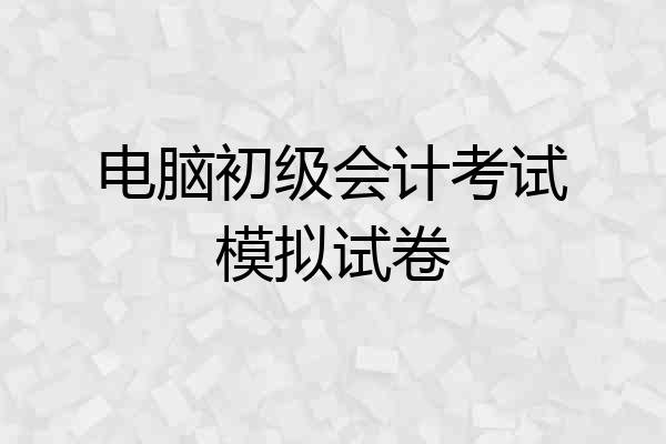 电脑初级会计考试模拟试卷