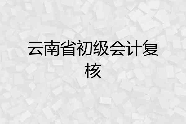 云南省初级会计复核