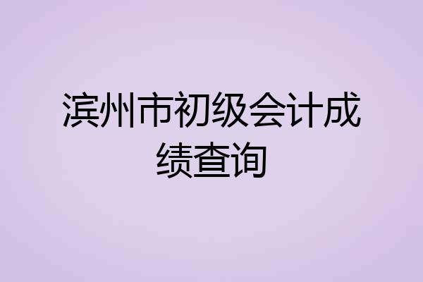 滨州市初级会计成绩查询