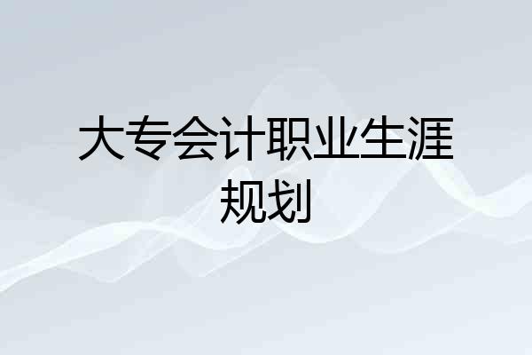 大专会计职业生涯规划