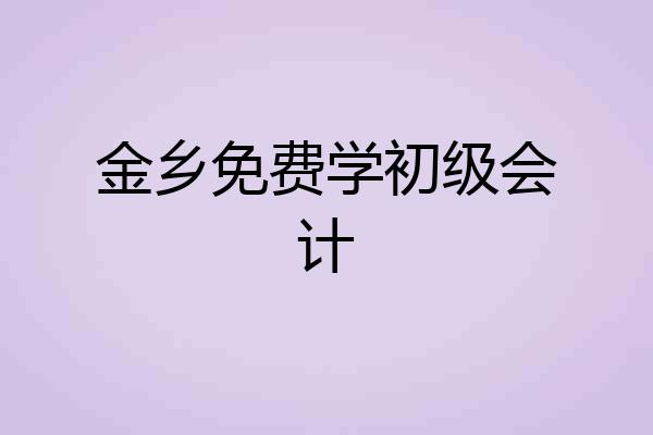 金乡免费学初级会计