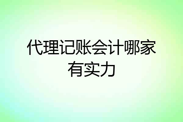 代理记账会计哪家有实力