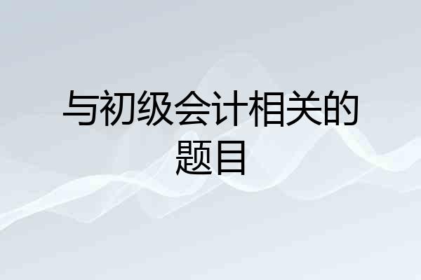 与初级会计相关的题目