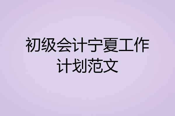 初级会计宁夏工作计划范文