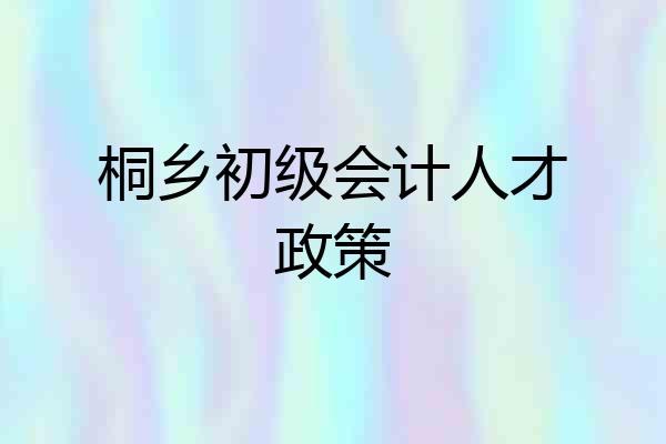 桐乡初级会计人才政策