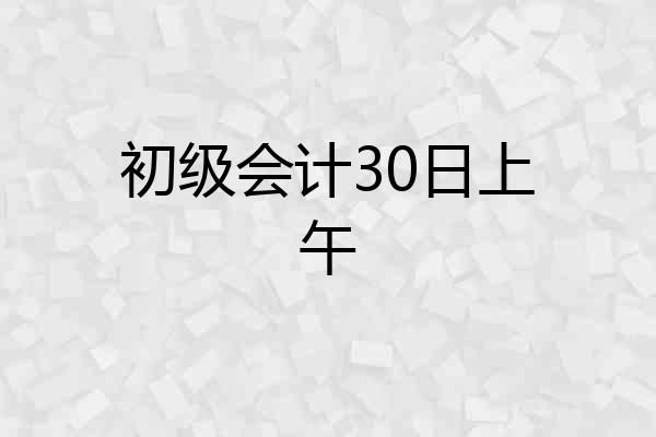 初级会计30日上午