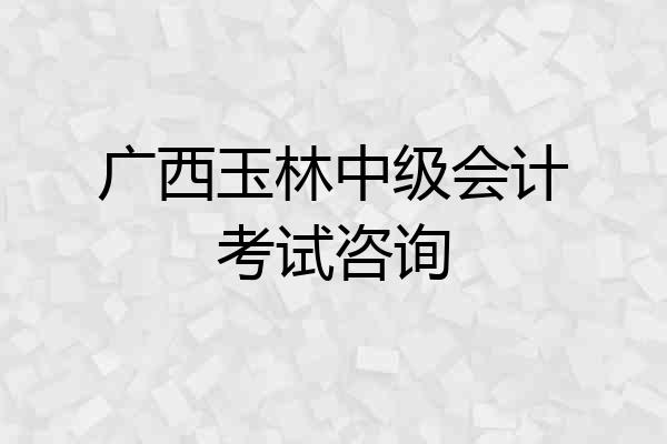 广西玉林中级会计考试咨询